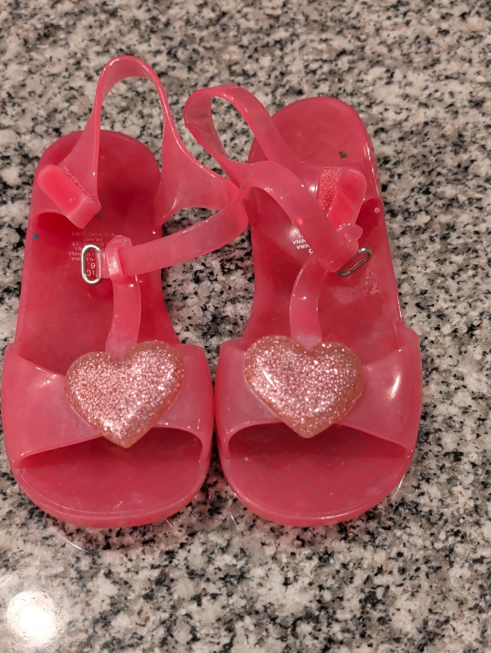 Old Navy Pink Glitter Heart Jelly Sandals